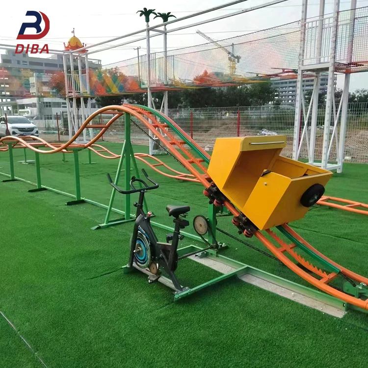 Hot Sale Mini Backyard Spinning Rollercoaster Human Pedal Powered Roller Coaster Amusement Park Rides For Kids