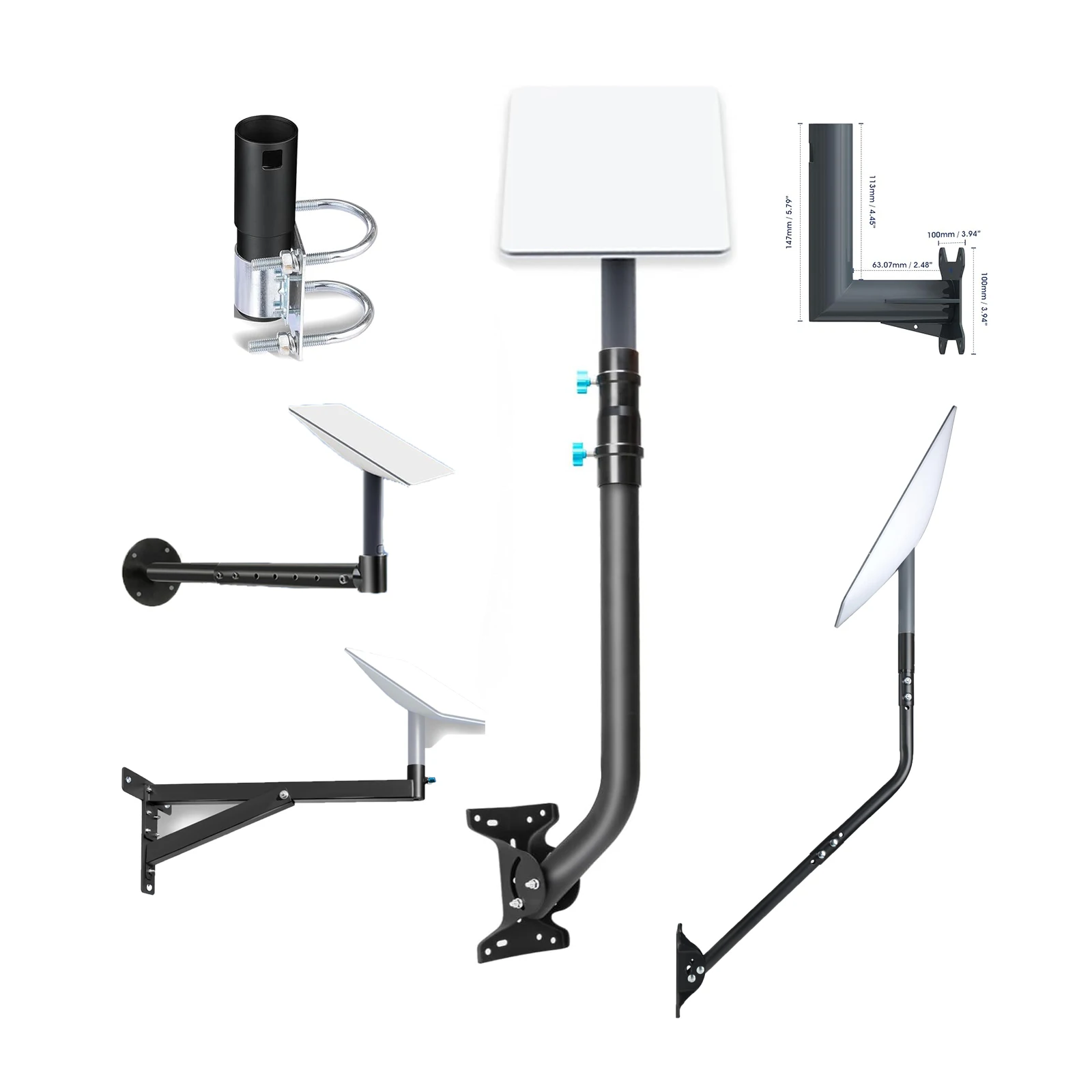 OEM/ODM Outdoor TV Long Roof Mount Adjustable V2 V3 GEN 3Starlink Wall Mounting Kit Bracket Satellite Adapter RV Starlink Mount