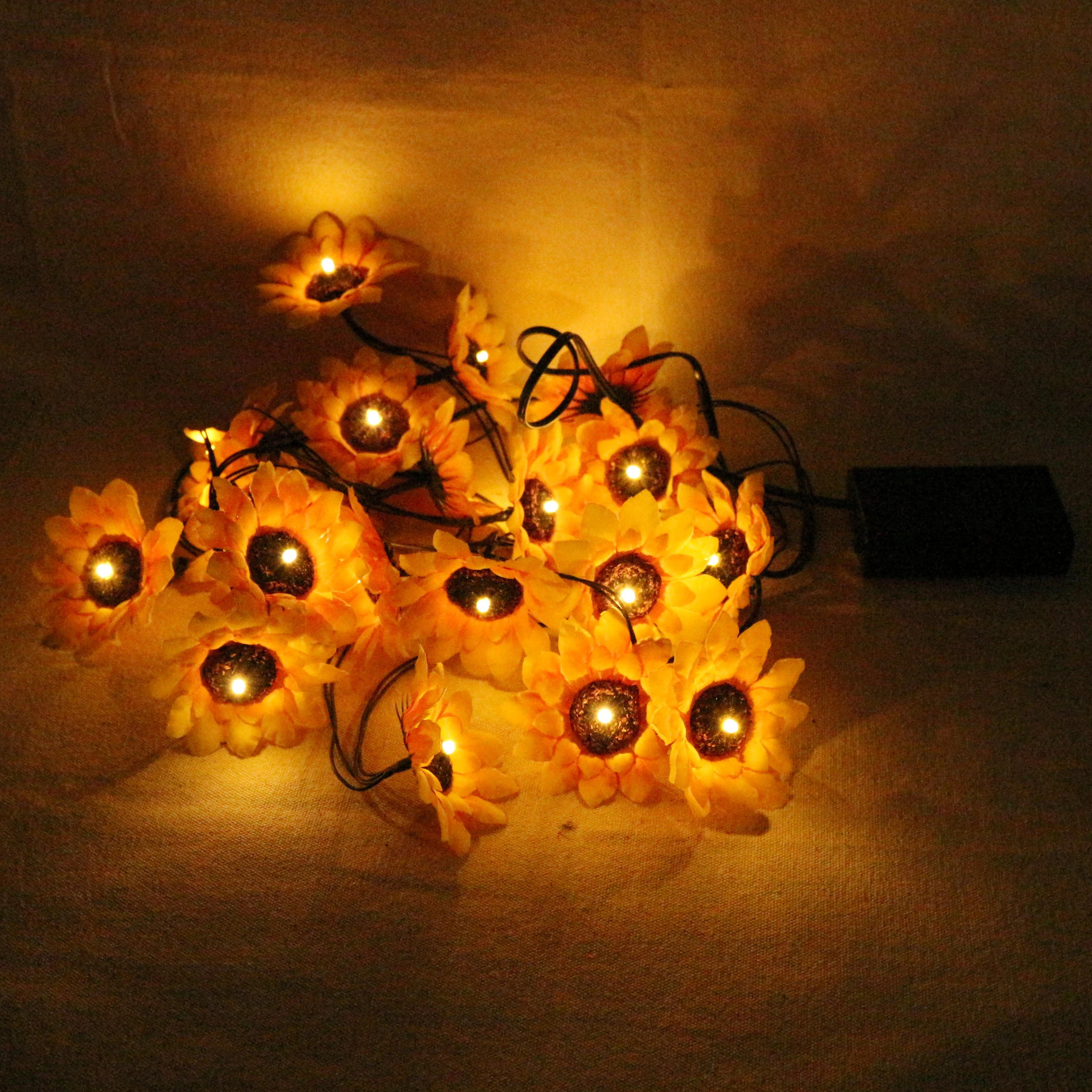 Sunflower String Lights Artificial Silk Flowers Battery Powered Fairy Starry Lights for Wedding Birthday Party and Holiday Decor