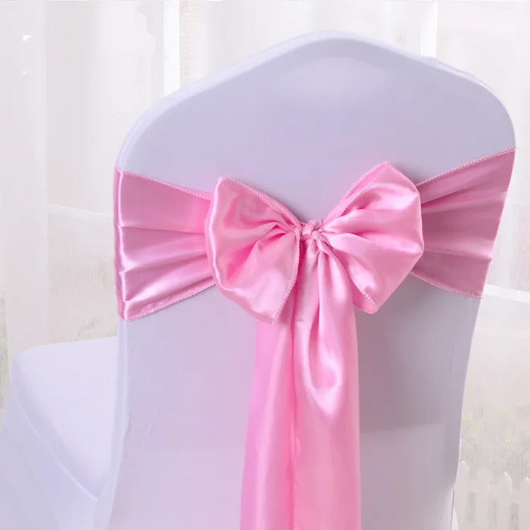 Satin Chair Covers Bows Sashes Band Wedding Bowknot Spandex Chair Sash Buckles Cover