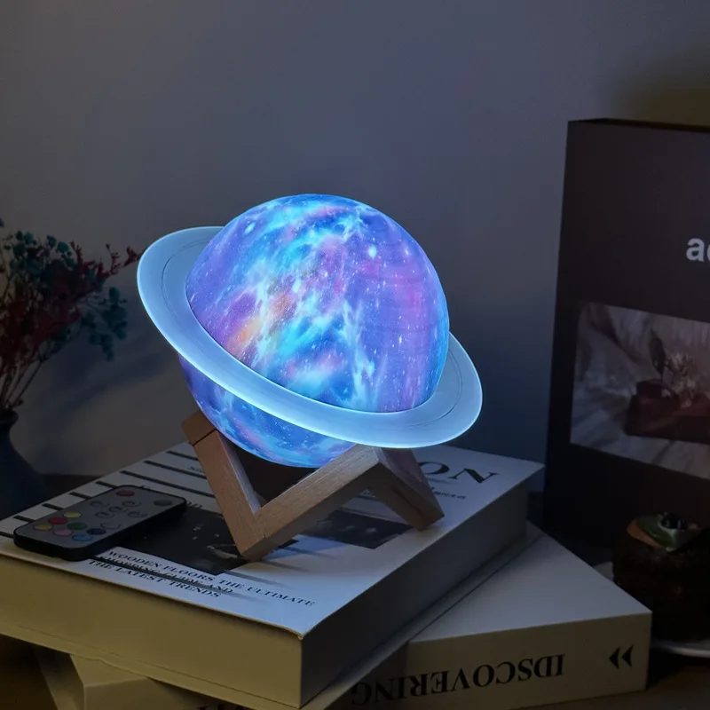Starry Sky Saturn Ring Colorful Night Light  Wireless RGB Lighting With Remote Control Atmosphere Light with Speaker