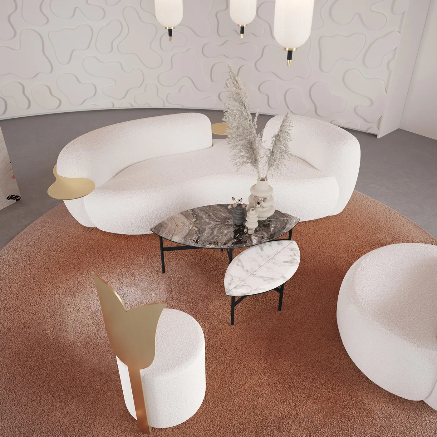 Modern living room furniture curved design sofa set furniture comfortable fabric living room sofas