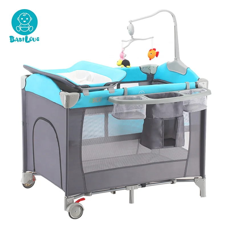 EN716 Infant convertible playard portable bedside new born cot bed baby play pen crib