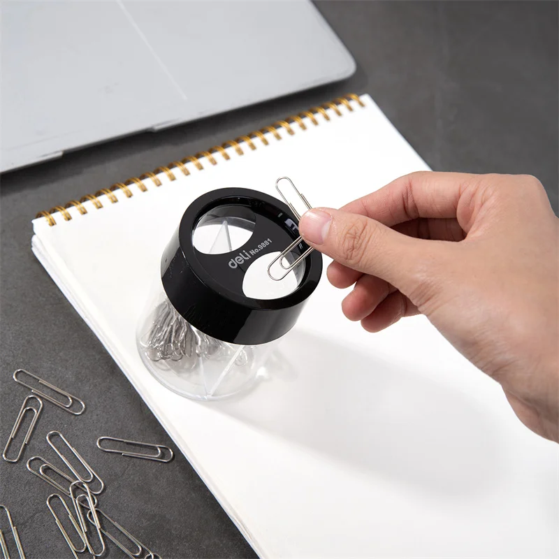 deli E9881 # portable durable clip dispenser storage supplies # 58 * 75mm # black