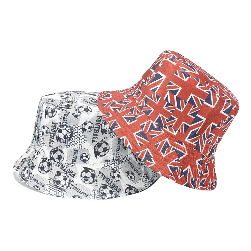 Hot selling new high-quality British flag football outdoor sports print reversible fisherman hat white bucket hat