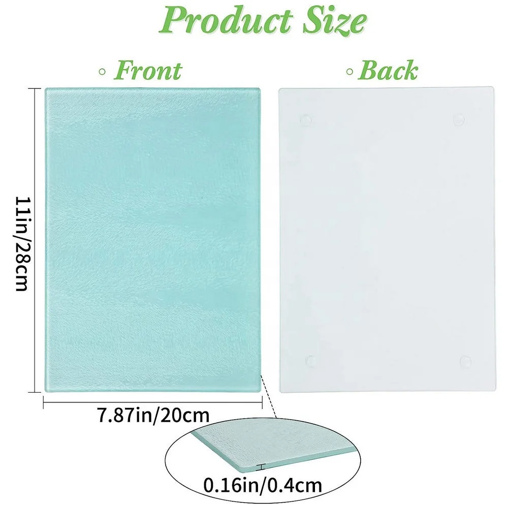 2 Pieces Sublimation Tempered Glass Cutting Board, Textured Sublimation Blank Cutting Board Heat Scratch Resistant
