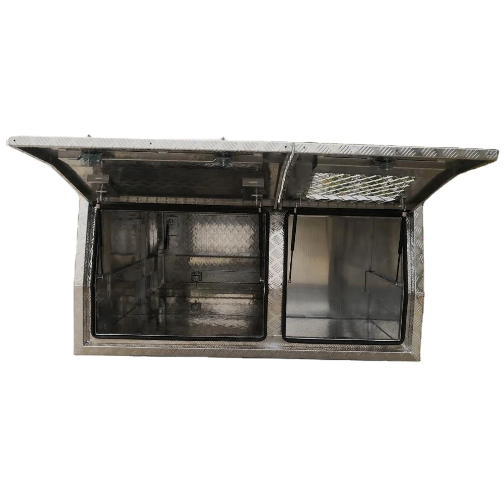 Aluminum Alloy Checker Plate UTE Canopy with Dog box Pick up Truck Tool Box