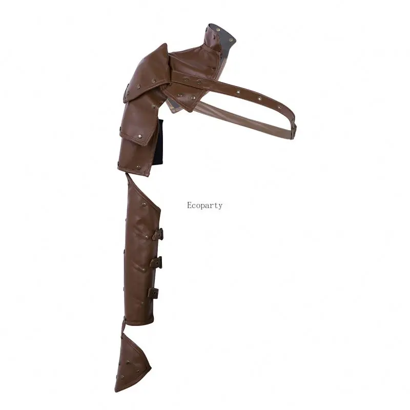 Gothic Steampunk Single Shoulder Armors Arm Strap Set Adjustable Metal Rivet Shoulder Arm Warmers Cosplay Costume Accessories