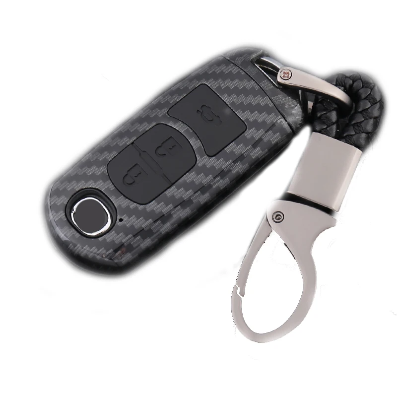ABS carbon Fiber Silicone Car Key Cover Case For Mazda 2 3 6 Axela Atenza CX-5 CX5 CX-7 CX-9 Buttons Shell
