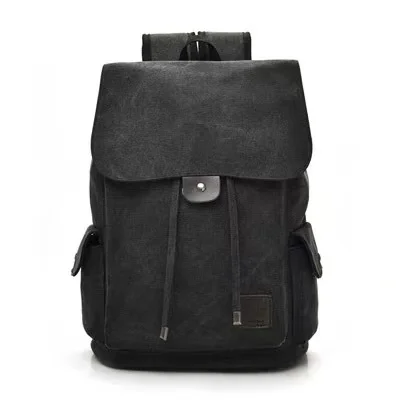 REAL FORT Leisure drawstring laptop bag canvas backpack for men Vintage school bag retro travel backpack for teenager