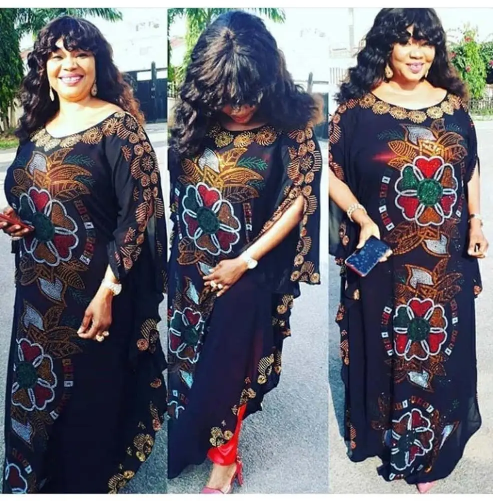 
2021 fashion rhinestone african women clothing african kitenge dress designs african party dress plus size 