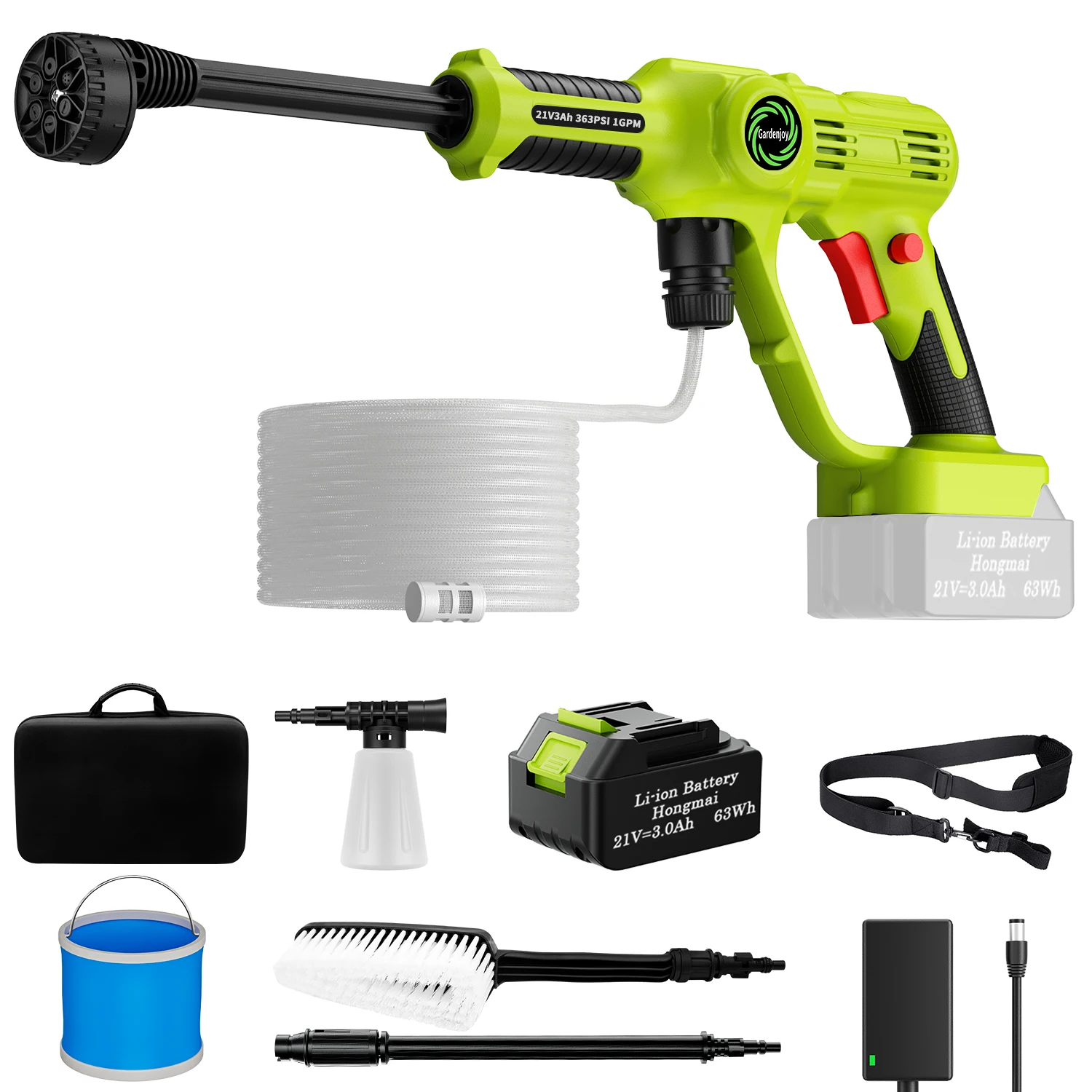 Car Washing Foam Gun Car Cleaning Suds Maker with Microfiber Wash Mit Adjustable Water Pressure
