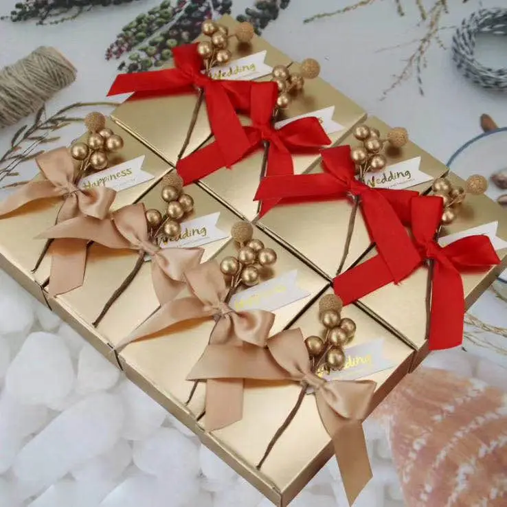 European Luxury Gold  Candy Box Wedding Party Favors Chocolate Paper Gift Box