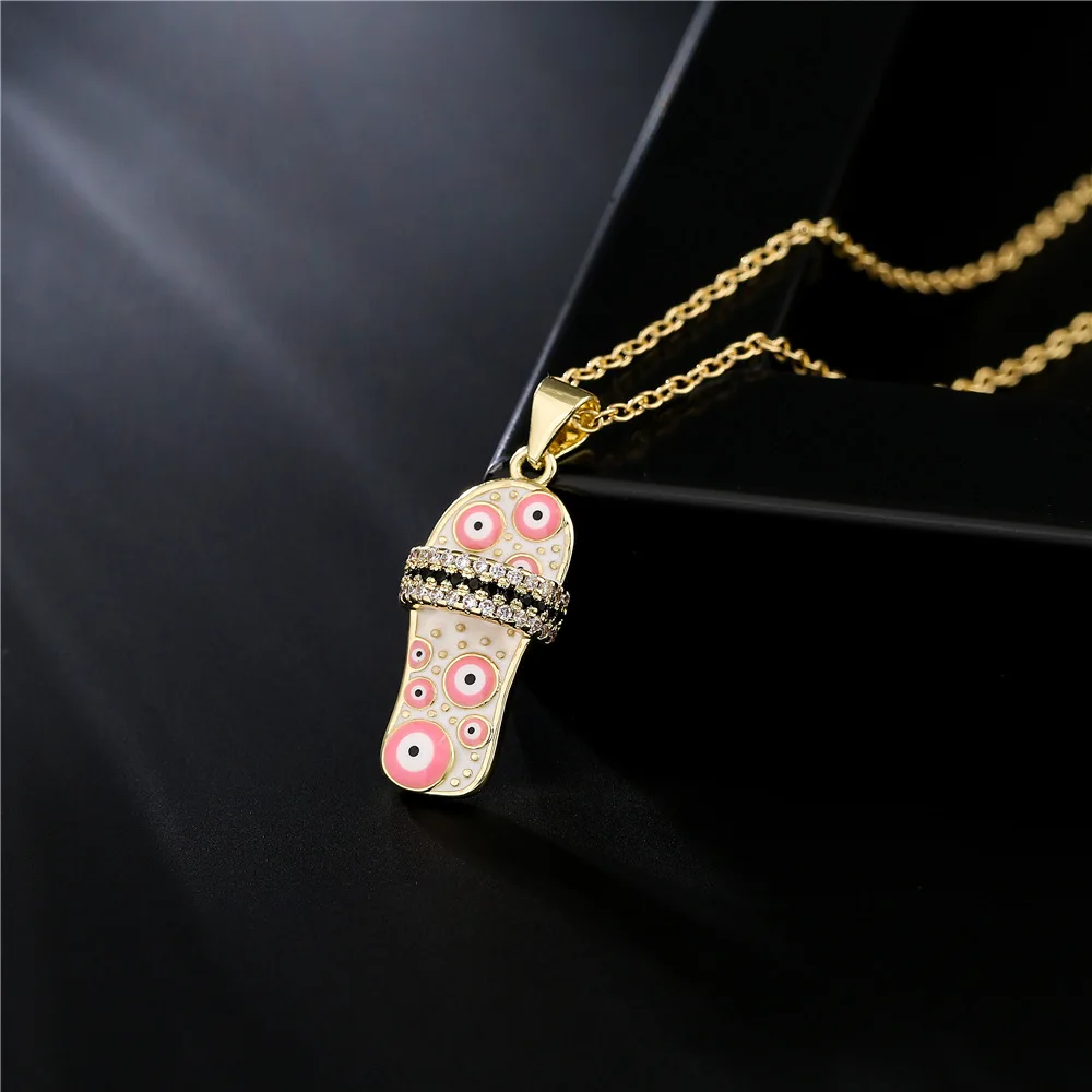 2022 Summer jewelry Hot Sell Gold Colorful Slipper Necklace