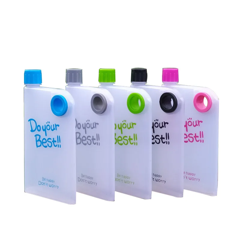 Transparent Portable flat cup casual cup notebook kettle fashion gym square water bottle Notebook Drink Water Bottle For Sports