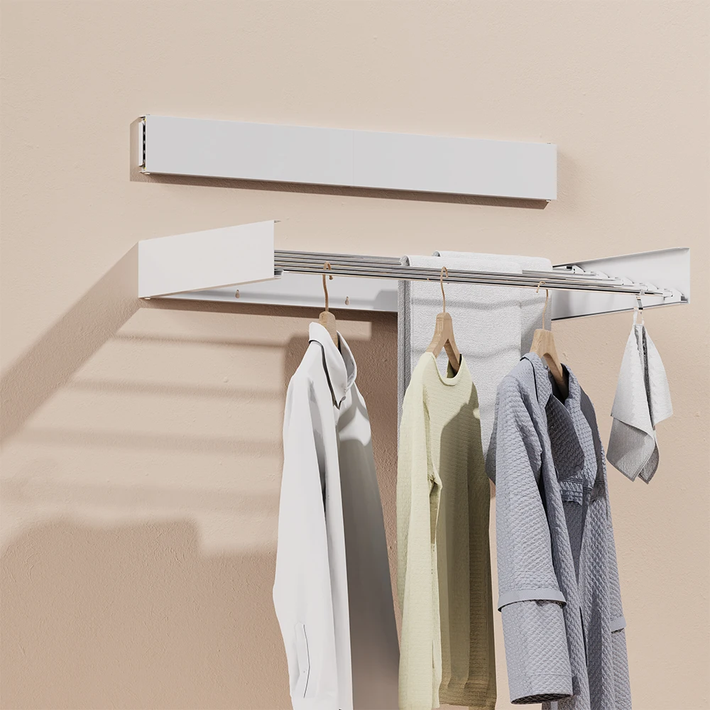 Aluminum Clothes Dryer Space Saving Wall Mounted Wall Mount Foldable Clothes Dryer Laundry Drying Rack Metal Folding Drying Rack
