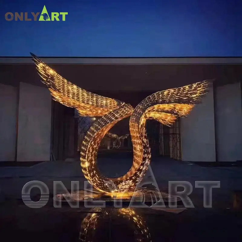 Outdoor Garden Large Size Stainless Steel Abstract Dove Ring Sculpture