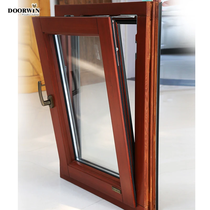 
Latest Design Two Way Open Long slim aluminum clad wood Tilt And Turn Casement tempered Glass Windows 