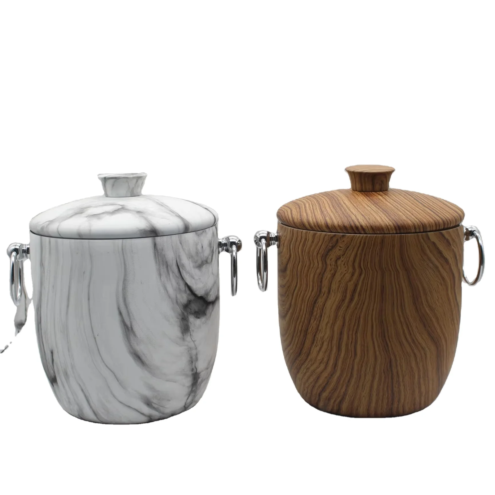 Bar Accessories Double Wall Metallic Ice Bucket Champagne Ice Bucket Stainless Steel Water Transfer Printing Ice Buckets