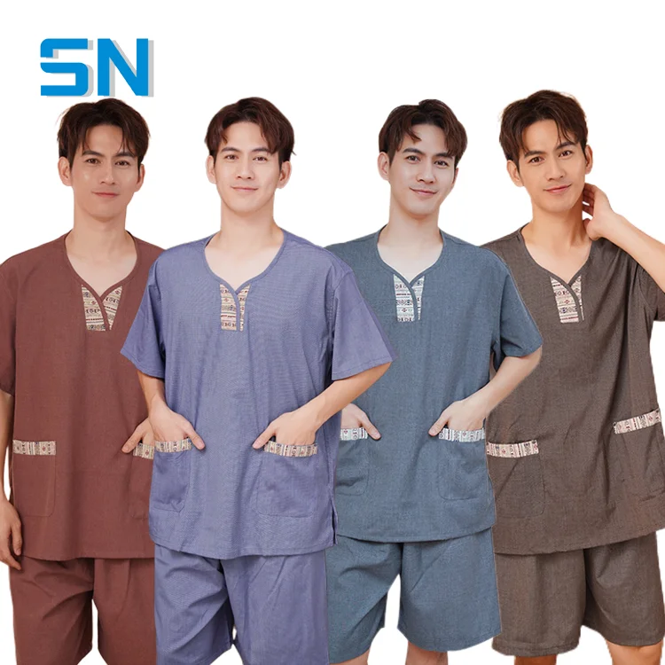 Customizable Logo High-End Hemp Steaming Suit Unisex Moxibustion Massage Therapy Hotel Bathrobe Foot Bath Wholesale for Men