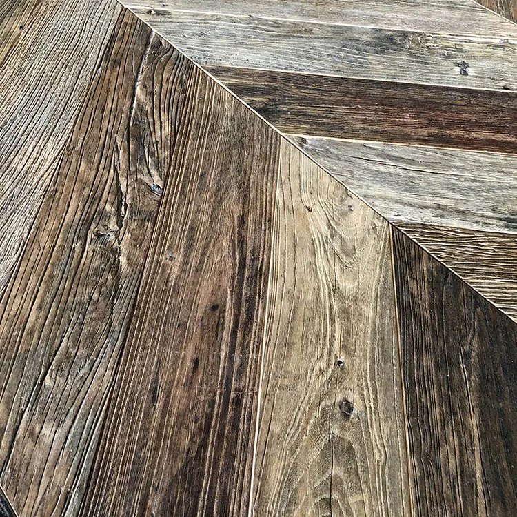 Old style 3 ply chevron reclaimed wood flooring