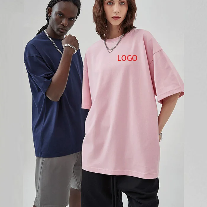 Summer Custom 230G 100% Cotton Heavyweight Oversized Off Shoulder T shirt Short Sleeves T shirt for Men Women Unisex T Shirt