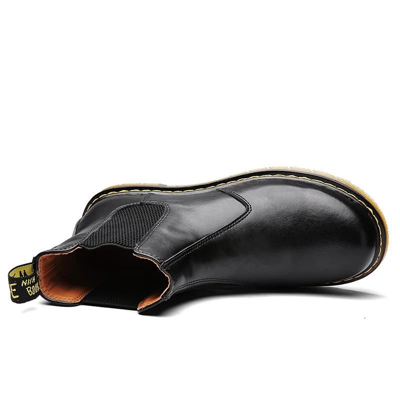 Оптовая продажа, мужские высокие ботинки челси в британском стиле, черные ботинки из натуральной кожи