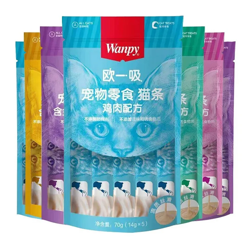 Hot Selling Wanpy Cat Strips Chicken Tuna Salmon 70g Pet Wet Snacks