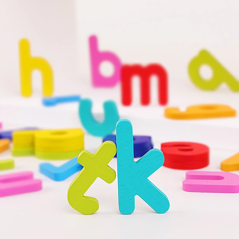 Wooden Alphabets Flash Cards Wooden Letters ABC Animal Fruit Matching Game Colors Sorting Puzzle Early Educational Toy