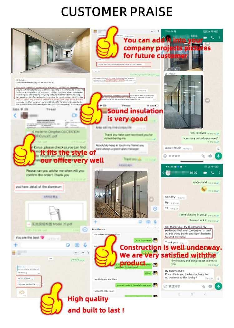 Movable Aluminum Tempered Frame Sound Proof Office Wall Glass Partition For Office Conference