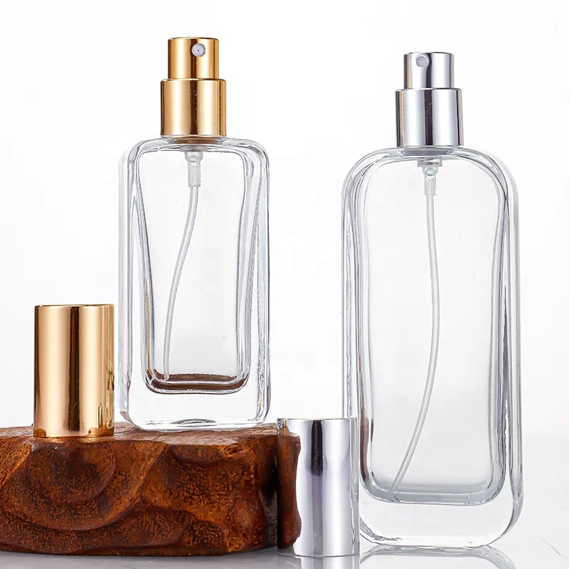 Empty luxury flat square spray perfume perfume bottle 30ml 50ml perfume glass bottle