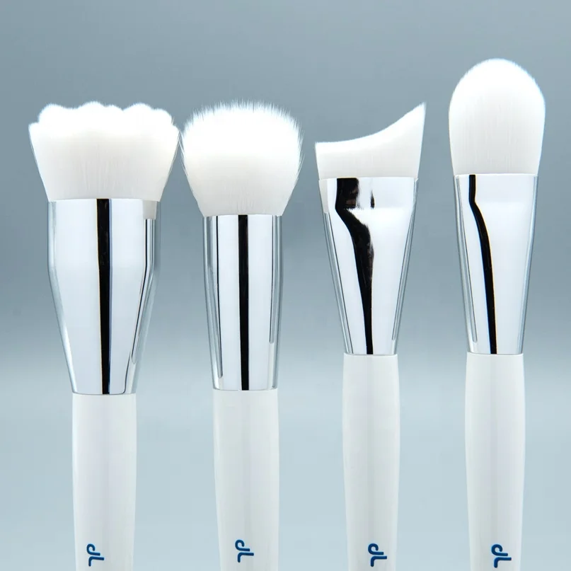 2024 Private Label Facial Skincare Brush Set Synthetic Hair Injection Handle Vegan Brush White Facial Cleansing Brush