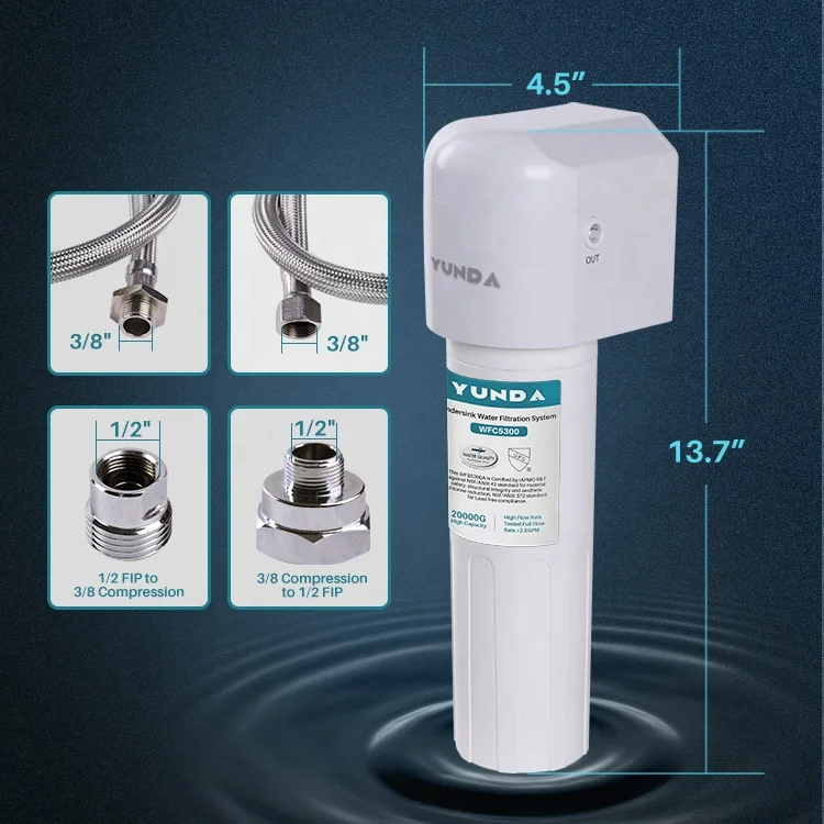 Undersink Water Filter 20000 GPD High Flow Rate With NSF 42 53 Certificate