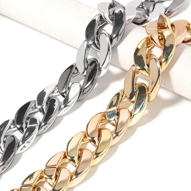 Portable Chain Sparkling UV Electroplating Chain Large Size 30*40mm Acrylic Chain Plastic Buckle Bag Clothes Hats Accessories