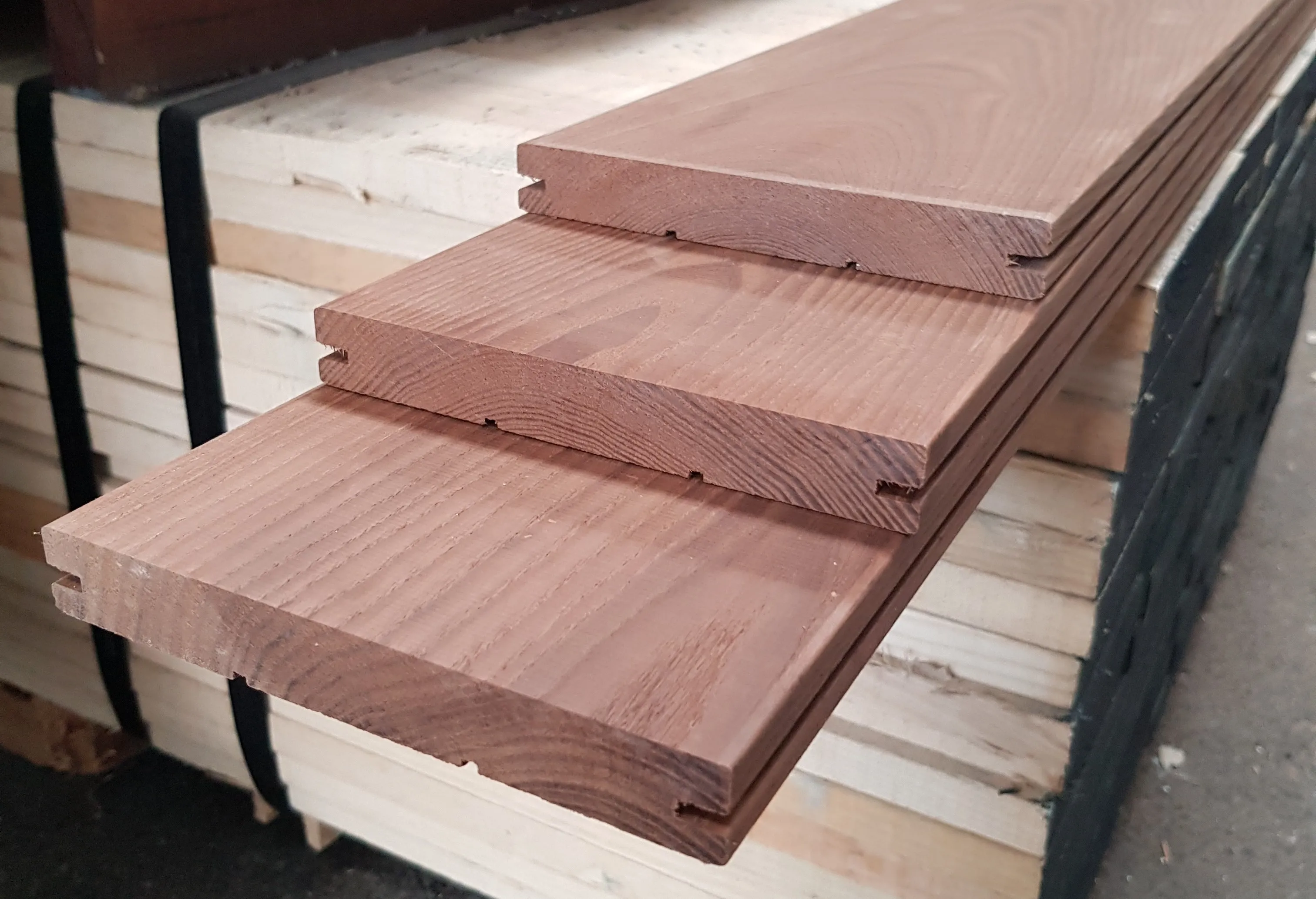 Outdoor Wood Decking Tiles Thermo Ash Solid Wood Deck for Exterior / Swimming Pool Deck