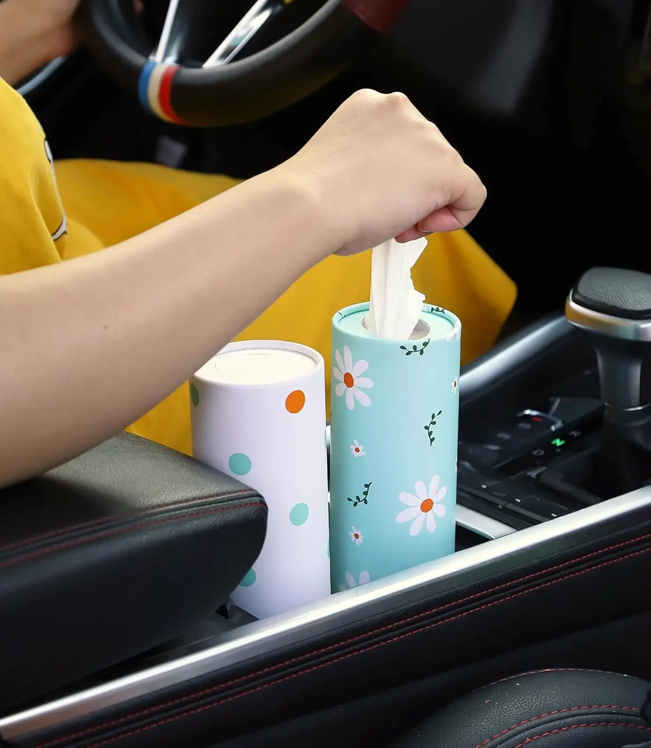 Lingyi Hot Sale 3 Ply Strong Luxury Floral Car Cylinder Tissue Paper Box Pack Facial Tissue 2ply Paper In A Clydrical Box