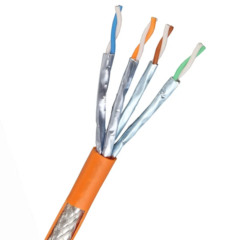 4x2x23AWG твердая медь витая пара двойной щит LSZH CAT6A SFTP гибкий кабель Ethernet