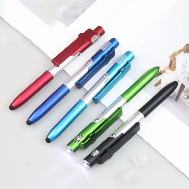 Sale Universal Stylus Pen with LED For Tablet Cellphone 4-in-1 Folding Ballpoint Pen Screen custom Stylus Pen