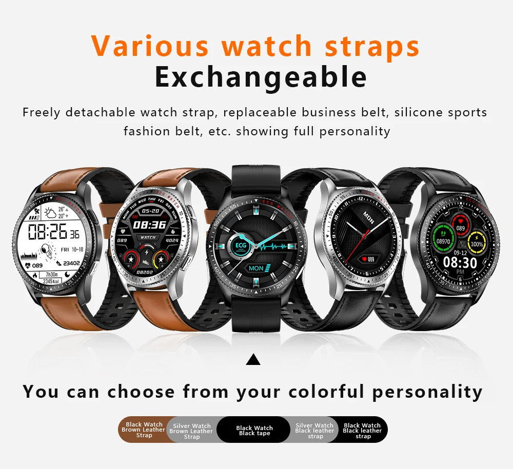  The new high-quality smart bracelet ECG heart rate sleep monitoring supports Facebook/Skype multi-function watch