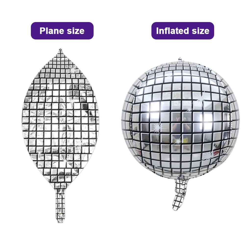 4D Sphere Large Mirror Metallic Balloons Disco Silver Gold Foil Balloons Event Party Decorations 50 Inches Disco Ball 4D Balloon