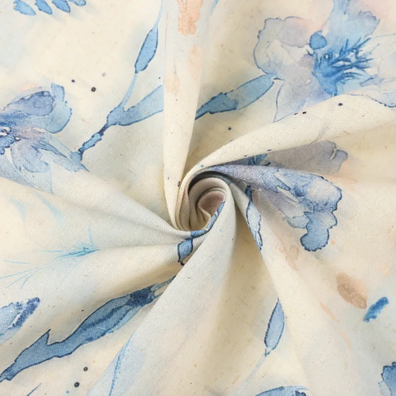 Breathable custom digital print stone washed woven organic 100% linen/viscose linen/cotton linen fabric for clothing