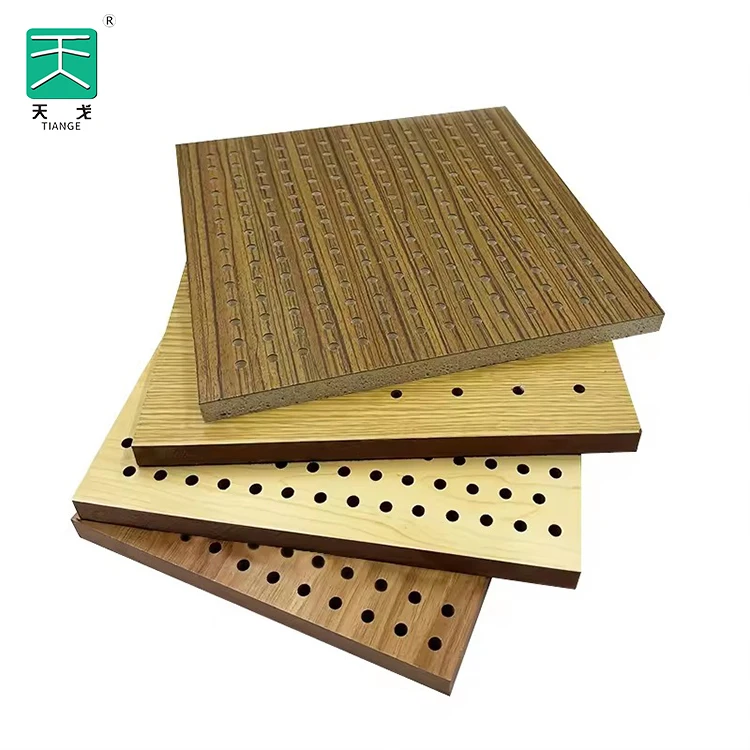 Perforated Sound Absorbing Materials Mdf 60X60 Ceiling 3D Decorative Walnut Wood Veneer Acoustic Wall Panels For Conference Hall