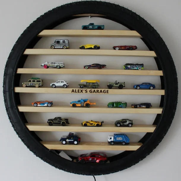 Unique Wall Art Floating Hot Wheels Display Tire Shelf Toy Car Garage Toy Car Organizer For Toy Car Storage