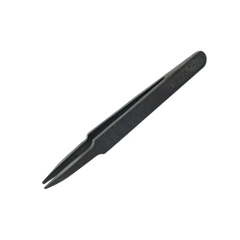 Conductive black plastic ESD tweezers for industrial manufacturing operations