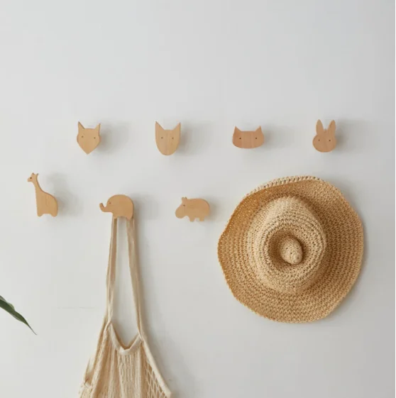 Cute Animal Furniture Wood handles Door Pulls Drawers Wardrobe Knobs Wall Hook Animal Wooden knobs Wall hanger