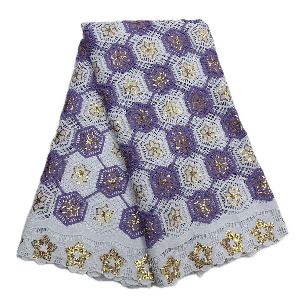 NI.AI Wedding Friendly African Guipure Cord Lace French Water Souble Embroidery Cotton Fabric With Sequins For Women Party Dress