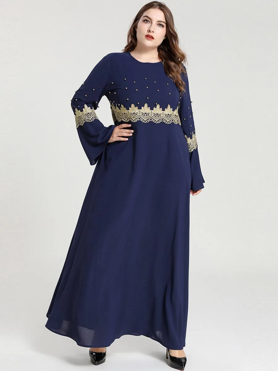 Dubai Embroidered Muslim Kaftan for Women Long Sleeve Abaya Dress Islamic Clothing Girls Arabic Caftan Jalabiya