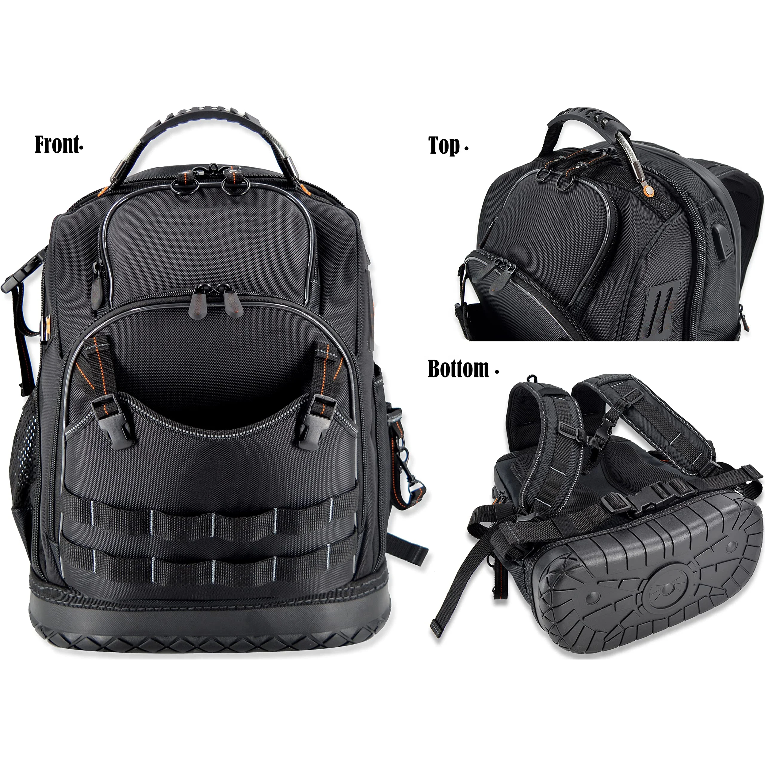 Large Men 77-Pockets HVAC Technician Rolling Tool Kit Bags Heavy Duty Electrician Portable Tool Backpack with Foam EVA