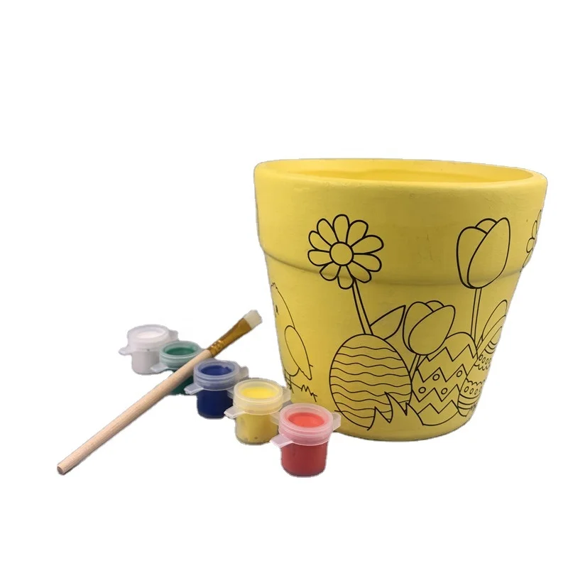 
DIY ceramic baking paint custom ceramic flowerpot vases for growing toys Planting Toy 