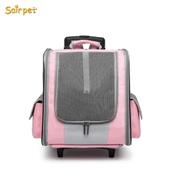 Pet Strollers Dog Cat Portable Wheel Carrier Backpack Puppy Roller Luggage Suitcase Trailer Car Travel Transport Bag Cart